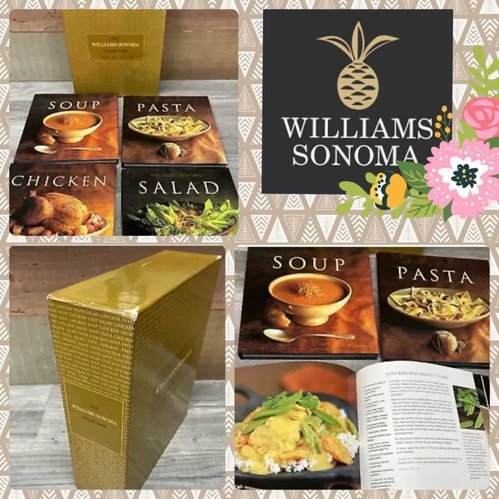 EUC Williams & Sonoma 4 cookbook set (Pasta,Chicken,Soup,Salad)